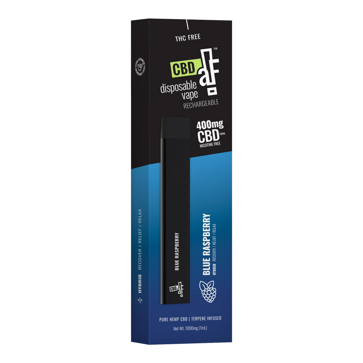 CBDaF! Disposable Pen 400mg CBD Isolate Blue Raspberry CBDaF! Disposable Pen 400mg CBD Isolate Blue Raspberry