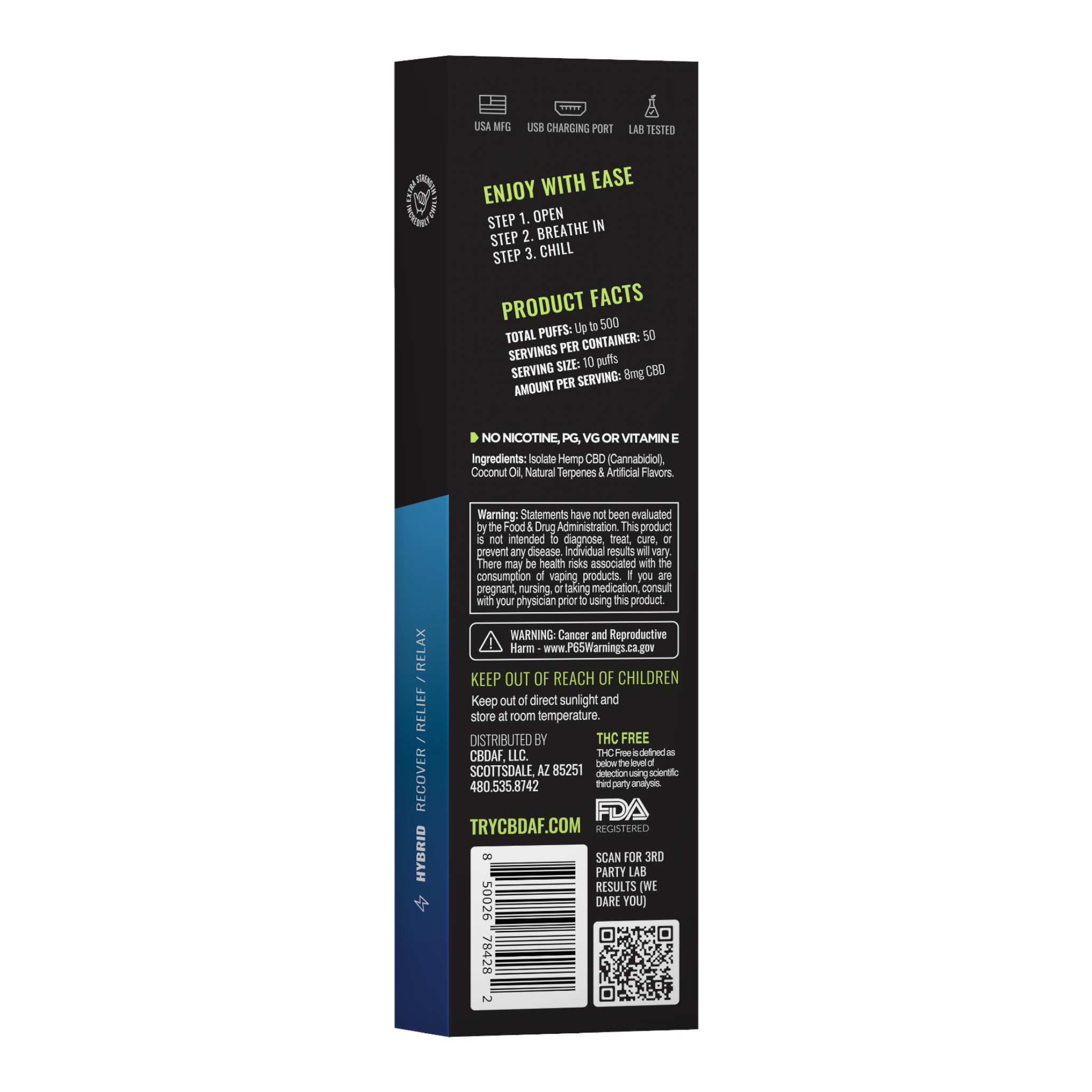 CBDaF!® Disposable Pen 400mg CBD Isolate Blue Raspberry