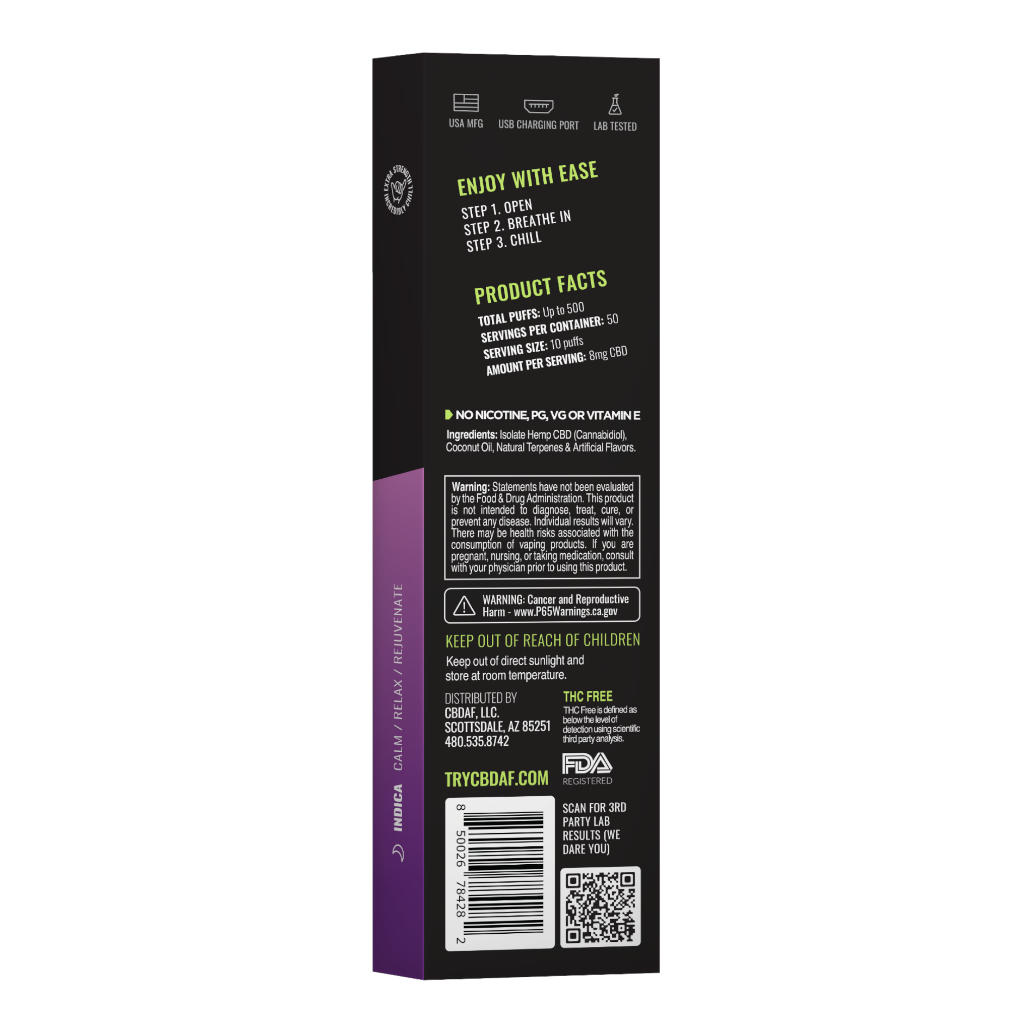 CBDaF!® Disposable Pen 400mg CBD Isolate Granddaddy Purple