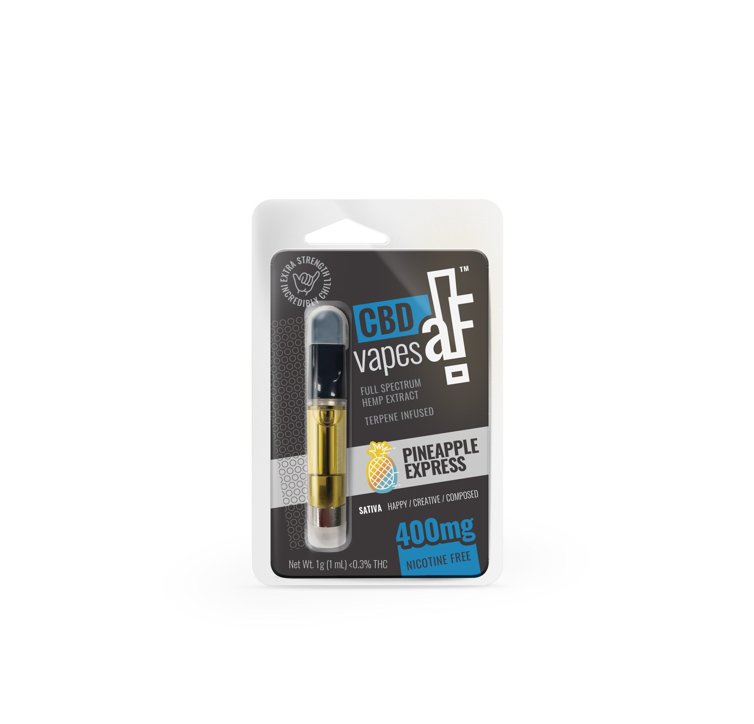 1 Milliliter Vape Cartridge With 400 Milligrams of Pineapple Express