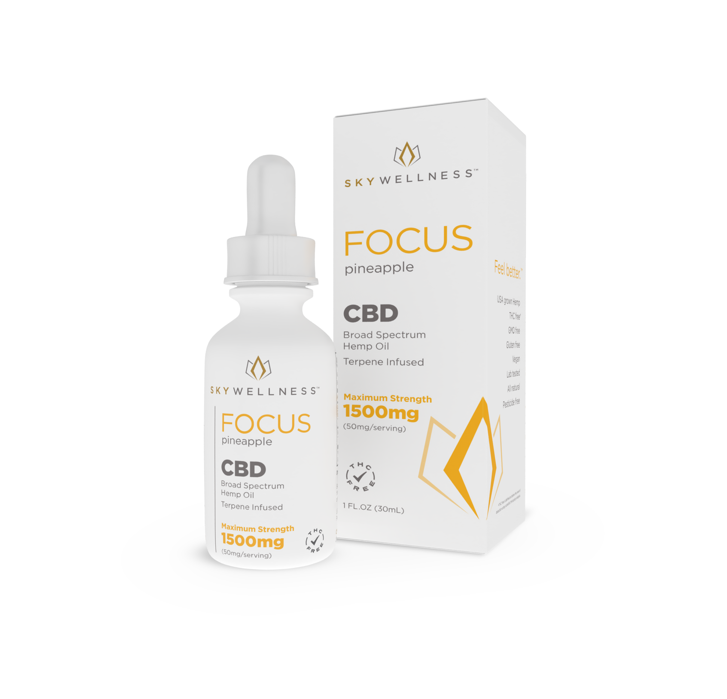 CBD Focus Oil Drops 1500mg Pineapple