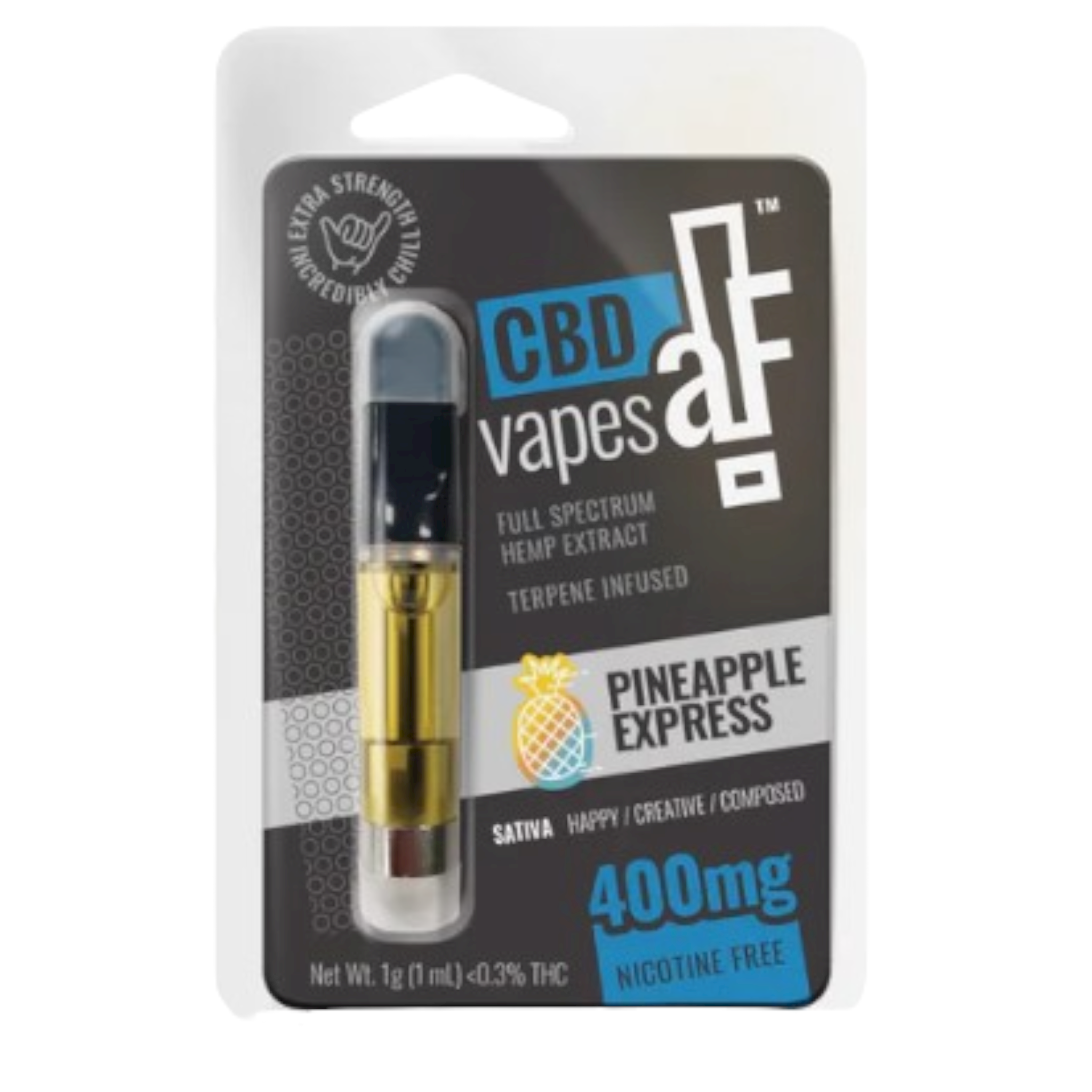 CBDaF!® Cartridge 1mL 400mg Pineapple Express